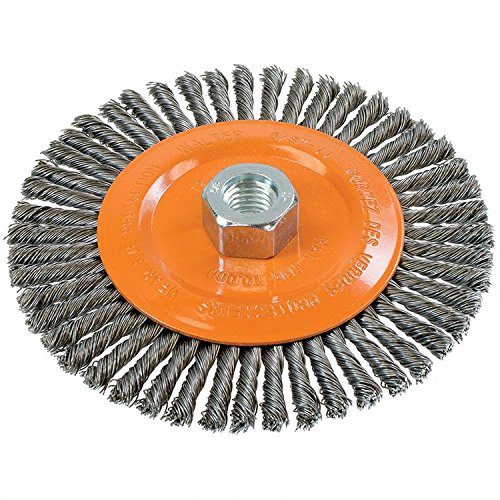 Walter Surface Technologies Walter 13K604 Stringer Bead Wire Wheel Brush - 6 in. Carbon Steel Wire Brush with Threaded Hole. Abrasive Power Brushes