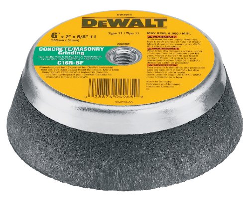 DEWALT DW4965 6-Inch by 2-Inch by 5/8-Inch-11 Concrete/Masonry Grinding Steel Backed Cup Wheel