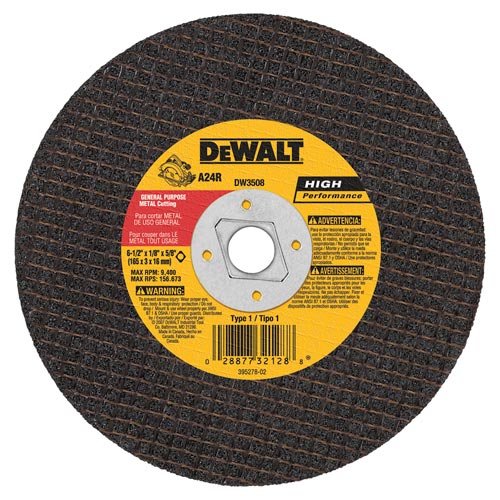DEWALT DW3508 6-1/2-Inch by 1/8-Inch by 5/8-Inch A24R Abrasive Metal Cutting Wheel