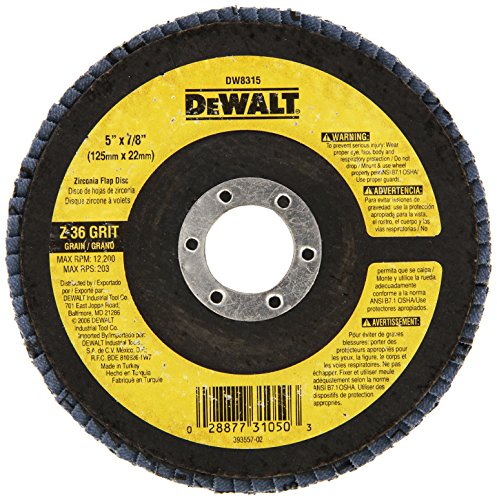 DEWALT DW8315 5-Inch by 7/8-Inch 36-grit Zirconia Flap Disc