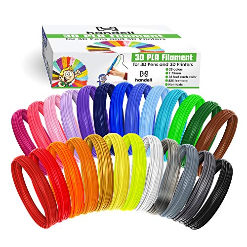 Handell 3d 8QVZKL9 3d Pen Filament Refills - PLA filament 1.75mm  25  Colors, 20 Solid Colors + 5 Fluorescent / Transparent, 33ft Each, 825 Feet