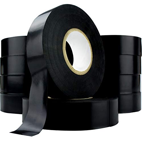 Nova Supply's Pro Grade Black Electrical Tape Jumbo Roll 10 Pack. Huge 60 Foot Rolls Of 3/4 Inch PVC Vinyl With Ultra