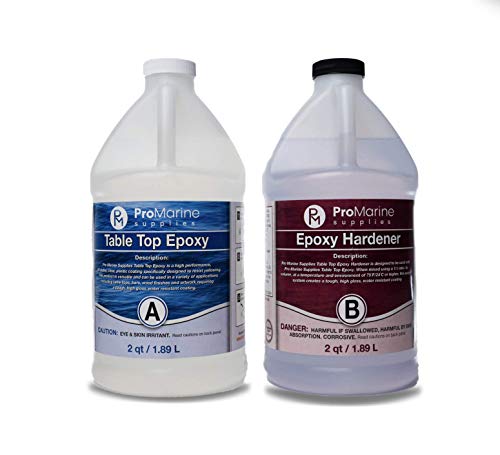 Pro Marine Supplies Crystal Clear Bar Table Top Epoxy Resin Coating for Wood Tabletop - 1 Gallon Kit