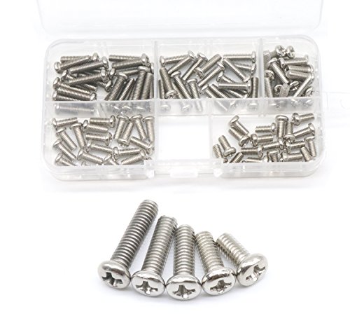 CSeao 340pcs Flat Phillips Head M3 Screws Nuts Washers Assortment Kit, M3x30mm/ 35mm/ 40mm/ 45mm/ 50mm,304 Stainless Steel