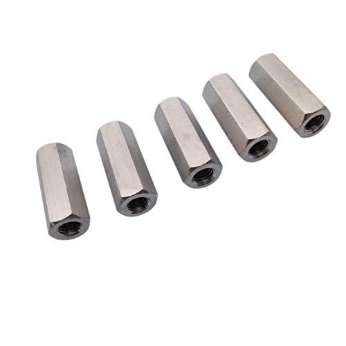 yodaoke 5pcs M8 x 1.25 x 35mm Stainless steel Long Coupling Hex Nut Connector