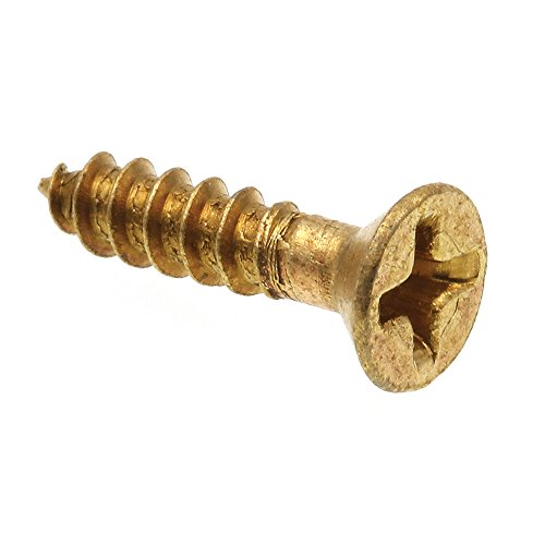 Prime-Line 9034558 Wood Screw, Flat Head Phillips, #6 X 5/8 in, Solid Brass, Pack of 25