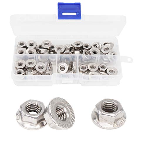 cSeao 60pcs M6 1.0mm Pitch Serrated Flange Nuts 304 Stainelss Steel Flange Lock Nuts