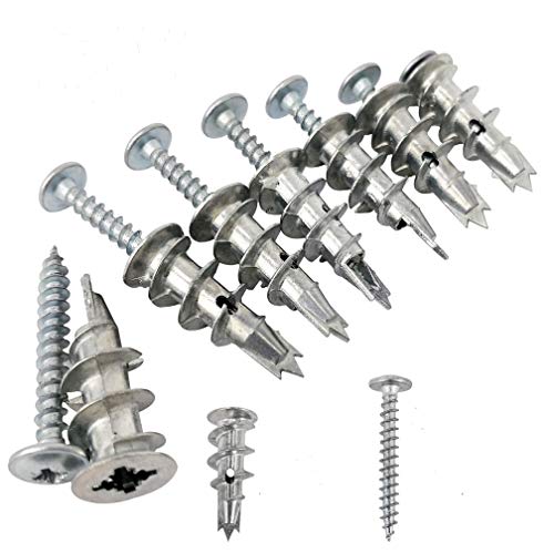 Ansoon Zinc Self-Drilling Drywall Anchors with Screws Kit, 50 Pieces All Together