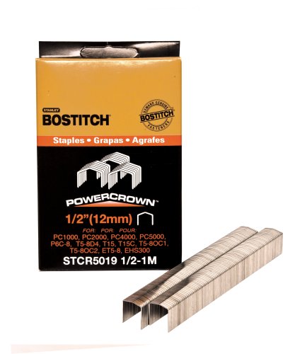 Stanley Bostitch BOSTITCH Crown Staples, Heavy-Duty, 1/2-Inch x 7/16-Inch, 1000-Pack (STCR50191/2-1M)