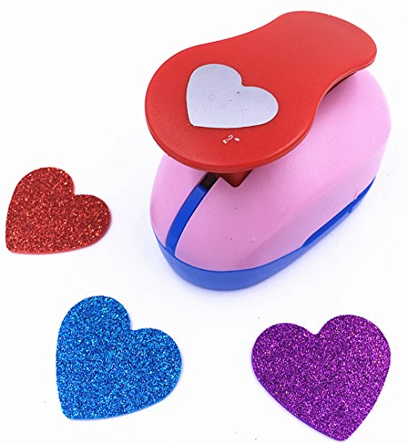 TECH-P Creative Life Large 2- Inch Multi-Pattern Hand Press Paper Craft Punch for Making Colorful Paper Garland Hearts