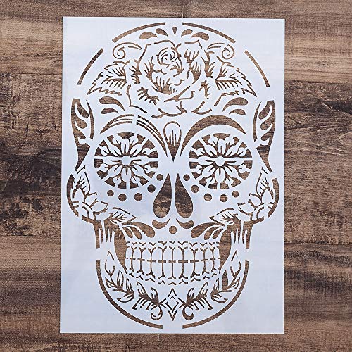 Slgift DIY Decorative Stencil Template for Painting on Walls Furniture Crafts (Skull3)