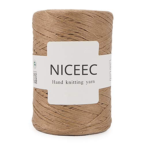 NICEEC Kraft Paper Yarn Raffia Yarn Soft Craft Ribbon Yarn Polyester Yarn  for Crocheting DIY Weaving-Total Length