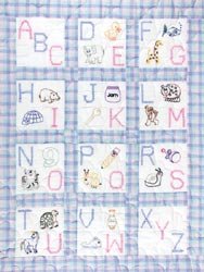 Jack Dempsey Stamped White Nursery Quilt Blocks 9 inch x 9 inch 12 Pack ABC 300 66 (2-Pack)