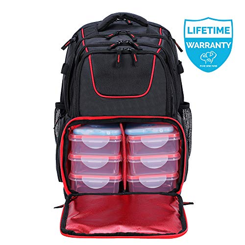 Five One Nine 2020 UPGRADED 519 Fitness Meal Prep Backpack Insulated Waterproof-Cooler Lunch Backpack bag Hiking Backpack for Men and