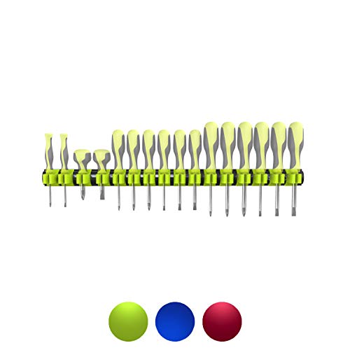 Olsa Tools Magnetic Screwdriver Organizer | Premium Quality Tool Holder | Fits up to 16 Screwdrivers | Black and Green