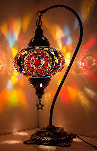 Arena intimidad Perspectiva DEMMEX 2019 Turkish Moroccan Mosaic Table Lamp with US Plug & Socket, Swan  Neck Handmade Desk Bedside Table Night Lamp,