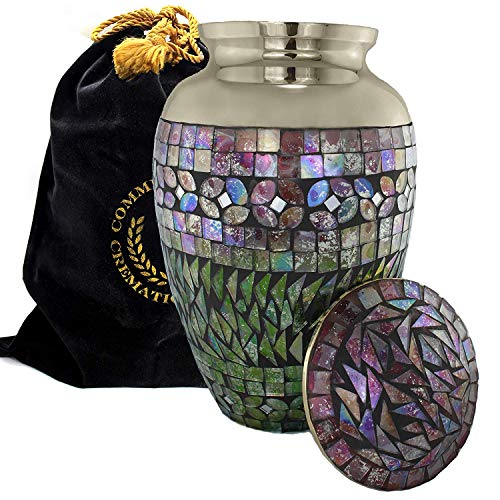 Commemorative Cremation Urns Mosaic Cracked Glass Cremation Urns for Human Ashes Adult for Funeral, Burial, Columbarium or Home, Cremation Urns for Human
