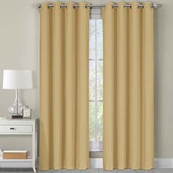 Royal Hotel Luxor Top Grommet Panels, Heavyweight 100% Cotton Window Treatment Curtains, Solid Beige, Set of 2 / Pair,