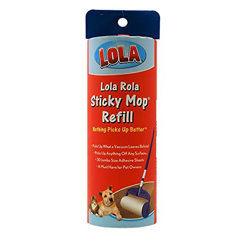 Lola Rola Sticky Mop Refill, Picks Up Dirt, Dust, and Hair, 9â€ Wide Roller Head, Includes 30 Large Adhesive Perforated