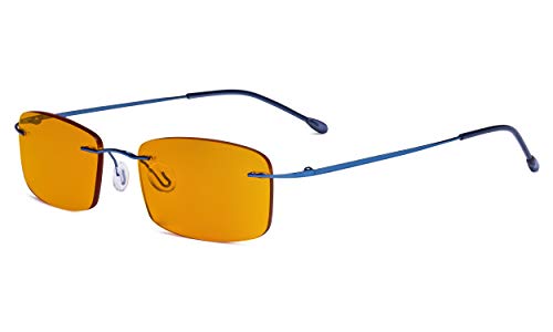 Eyekepper Computer Glasses - Blue Light Blocking Eyeglasses with Orange Tinted Filter Lens for Nighttime - Rimless Anti Glare