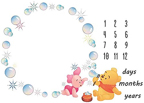 Citihomy Baby Monthly Milestone Blanket Newborn Photo Props Shoots Backdrop Personalized Animal Yellow Bear Pink Elephant Blowing