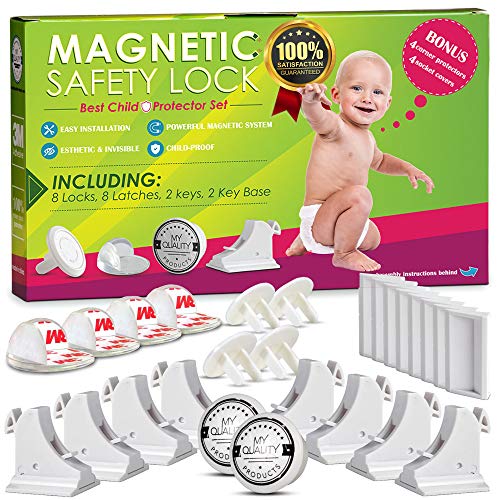 MQP Invisible Magnetic Cabinet Locks Child Safety Kit, Secure