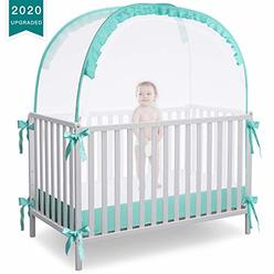 RUNNZER Crib Pop Up Tent, Baby Safety Mesh Cover Mosquito Net, Toddler Bed Canopy Netting Cover Protect Baby from Bites and