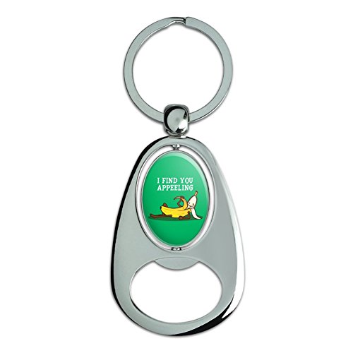 Graphics and More Banana I Find You Appeeling Funny Pun Keychain Chrome Metal Spinning Oval Bottle Opener