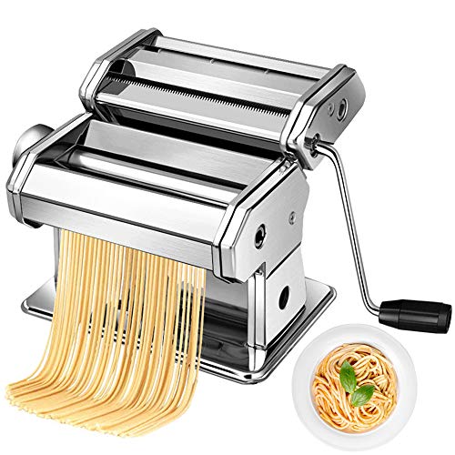 Roxie Pong 3PZG2G2 Pasta Maker Machine Hand Crank - Stainless Steel Roller  Cutter Manual Noodle Makers Making Tools Rolling Press Kit Kitchen