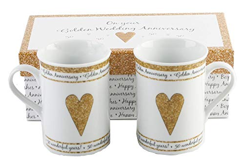Haysom Interiors 50th Golden Wedding Set Ceramic Mugs