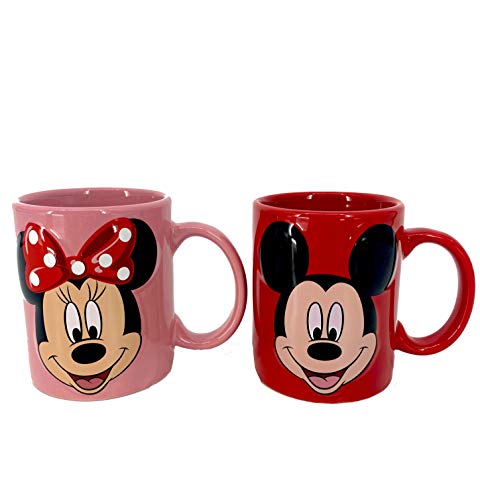 Jerry Leigh Disney Mickey Mouse Minnie Mouse Full Face 2-Pack Mugs 11oz