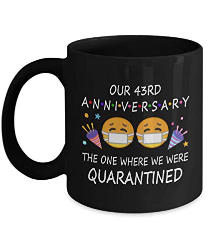 Tesy Home 43rd Quarantine Anniversary 2020 For Couple Parents Men Him Her | Gifts For 43 Years Marriage Party | Married 1977 | 11oz