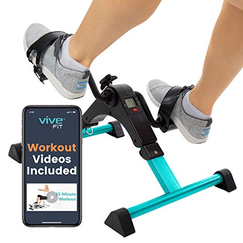 Vive Desk Bike Cycle - Foot Pedal Exerciser - Foldable Portable Foot, Hand, Arm, Leg Exercise Pedaling Machine - Folding Mini
