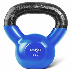 Yes4All Vinyl Coated Kettlebell Weights Set â€“ Great for Full Body Workout and Strength Training â€“ Vinyl Kettlebell 5 lbs