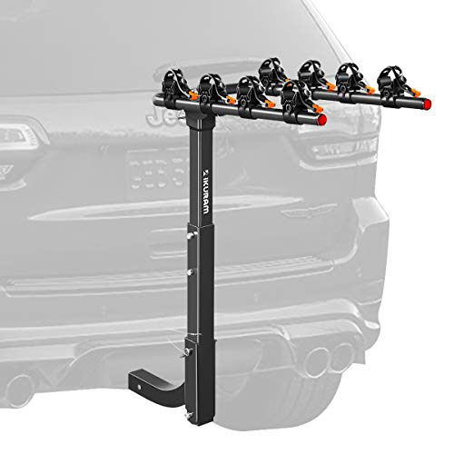 IKURAM 4 Bike Rack Bicycle Carrier Racks Hitch Mount Double Foldable Rack for Cars, Trucks, SUV's and minivans with a 2"