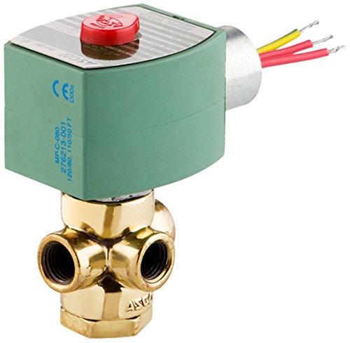 ASCO 8320G174-120/60,110/50 Brass Body Direct Acting General Service Solenoid Valve, 1/4" Pipe Size, 3-Way Universal, Nitrile
