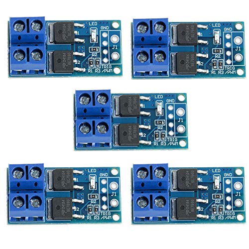 Anmbest 5PCS DC 5V-36V 15A(Max 30A) 400W Dual High-Power MOSFET Trigger Switch Drive Module 0-20KHz PWM Adjustment Electronic