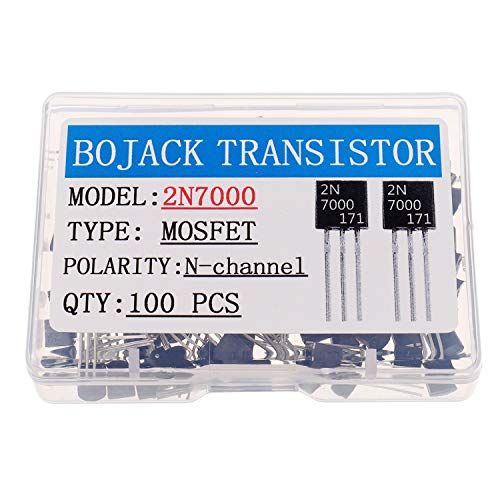 BOJACK 2N7000 MOSFET Transistor 200mA 60V N-Channel Feld Effect Transistor TO-92 (Pack of 100 Pcs)