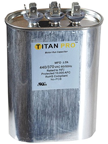 Titan Pro Motor Dual Run Cap, 55/5MFD, 370-440V, Oval