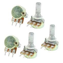 uxcell One Linear Type 3 Terminals Rotary Taper Potentiometer 20K Ohm 5 Pcs