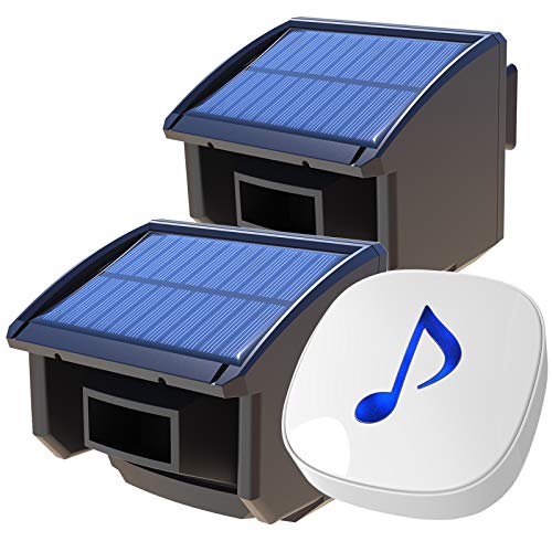Htzsafe Solar Wireless Driveway Alarm System-1/4 Mile Long Transmission Range-Solar Powered No Need Replace Batteries-Outdoor