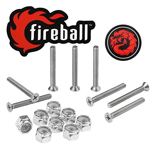 Fireball Dragon Stainless Steel Skateboard Hardware Set (Flat Phillips, 1.5")
