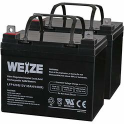 Weize 12V 35AH Deep Cycle Battery for Scooter Pride Mobility Jazzy Select Electric Wheelchair - 2 Pack in Series 24V