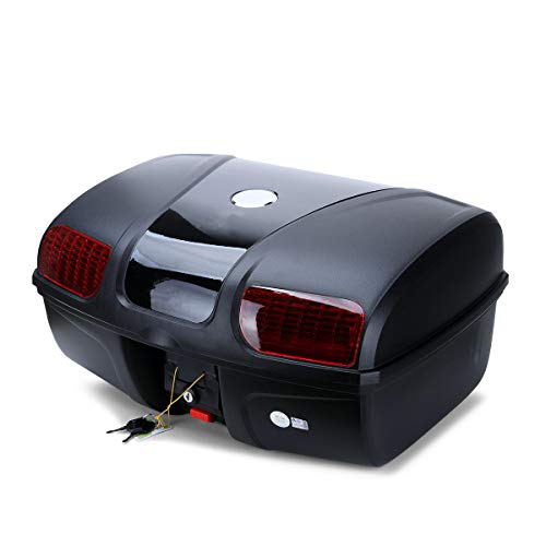 AUTOINBOX Universal Motorcycle Rear Top Box Tail Trunk Luggage Storage Case,47 Litre Hard Case with Mounting Hardware,with