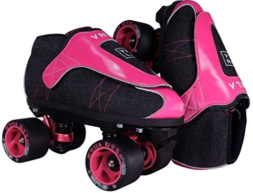 VNLA Zona Rosa Jam Skates | Quad Roller Skates from Vanilla â€“ Indoor Speed Skates â€“ Denim and Leather â€“ for Tricks and