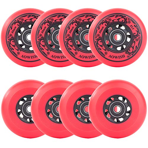 AOWISH Inline Skate Wheels 85A Outdoor Asphalt Formula Hockey Roller Blades Replacement Wheel with Bearings ABEC-9 and Floating 
