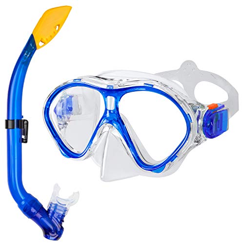 Gintenco Kids Snorkel Set, Dry Top Snorkel Mask Anti-Leak for Youth Junior Child, Anti-Fog Snorkeling Gear Free