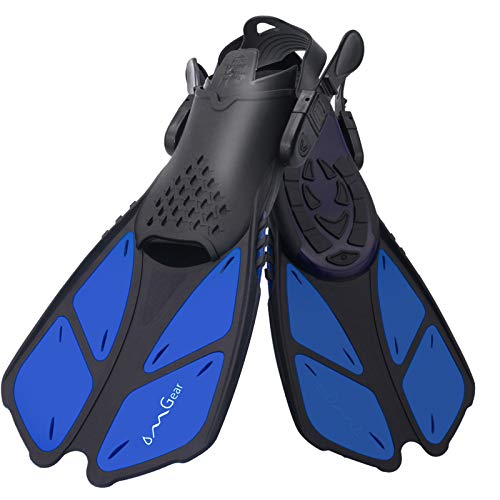 OMGear Swim Fins Snorkel Fins Short Diving Fins Swim Flippers Open Heel with Mesh Bag for Lap Swimming Snorkeling Diving