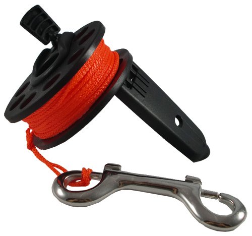Scuba Choice Scuba Diving Compact Finger Spool with Plastic Handle, 65', Orange Line