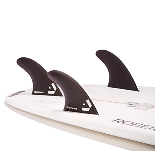 DORSAL Surfboard Fins Hexcore Thruster Set (3) Honeycomb FUT Base Black